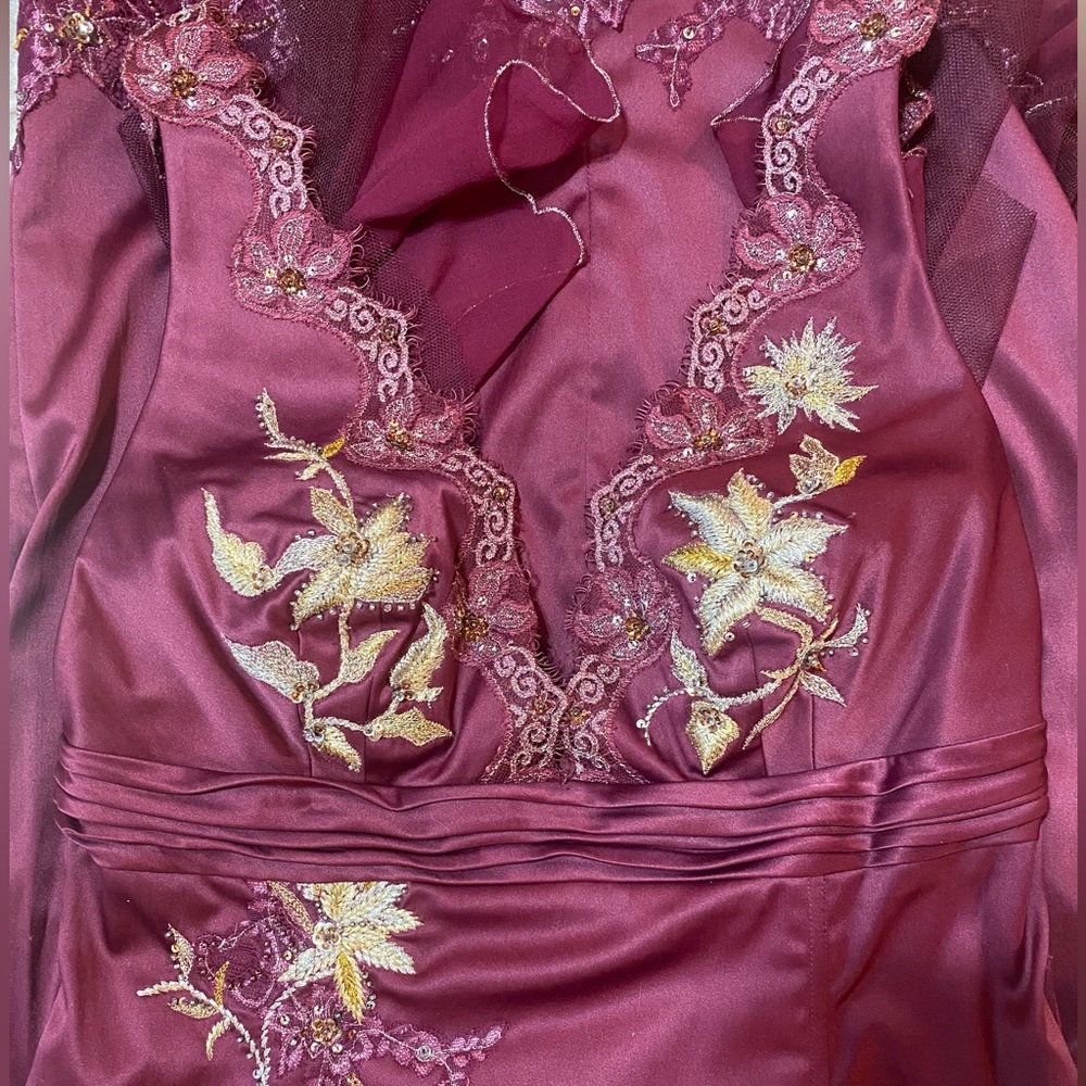 Mandalay/Julian Joyce Vintage Burgundy Wine Satin Cocktail Dress Sz 10 NEW RARE - Picture 8 of 16
